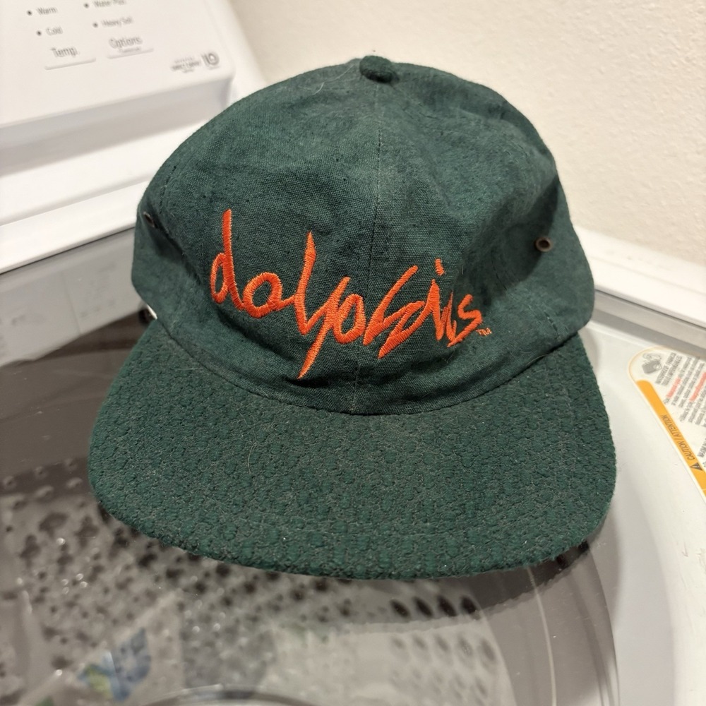 Vintage Miami Dolphins Hat Cap Strap Back Teal Blue Script The Game Men